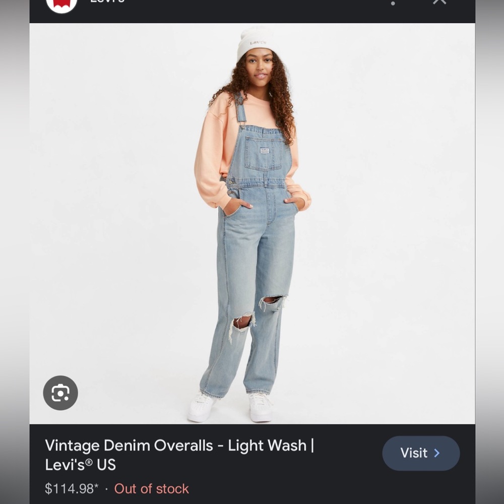 Levi distressed vintage overall- light wash. NWOT